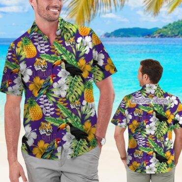 Lsu Tigers Name Personalized Parrot Floral Tropical Hawaiian Shirt