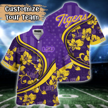 Tigers Ncaa Us Flag Hawaiian Shirt Custom Summer Aloha Shirt