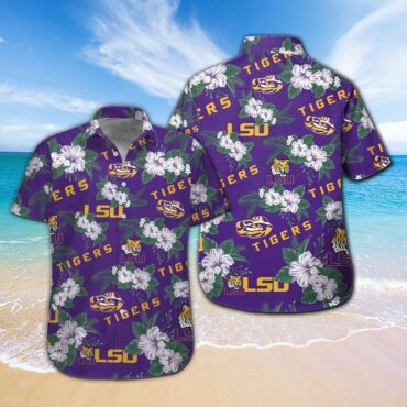 Lsu Tigers Short Sleeve Button Up Tropical Hawaiian Shirt Ver012