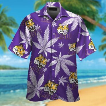 Lsu Tigers Short Sleeve Button Up Tropical Hawaiian Shirt Ver013
