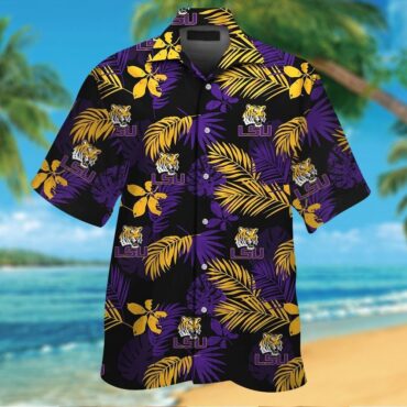 Lsu Tigers Short Sleeve Button Up Tropical Hawaiian Shirt Ver014