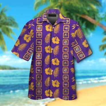 Lsu Tigers Short Sleeve Button Up Tropical Hawaiian Shirt Ver022