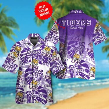 Lsu Tigers Short Sleeve Button Up Tropical Hawaiian Shirt Ver025