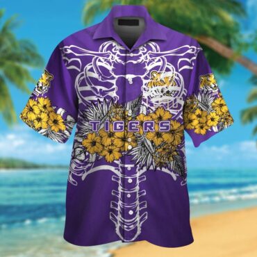 Lsu Tigers Short Sleeve Button Up Tropical Hawaiian Shirt Ver030