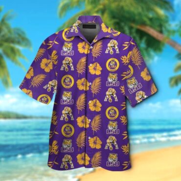 Lsu Tigers Short Sleeve Button Up Tropical Hawaiian Shirt Ver04