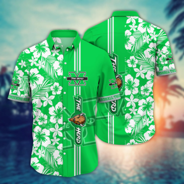 Marshall Thundering Herd Ncaa Hawaiian Shirt Fresh Mowed Lawnstime Aloha Shirt
