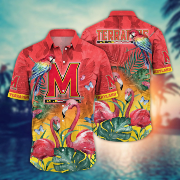 Maryland Terrapins Ncaa Hawaiian Shirt Blooming Flowers Aloha Shirt