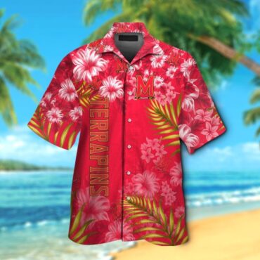 Maryland Terrapins Short Sleeve Button Up Tropical Shirt Hawaiian Shirt