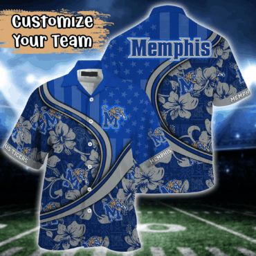 Memphis Tigers Ncaa Us Flag Hawaiian Shirt Custom Summer Aloha Shirt