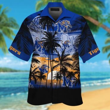 Memphis Tigers Short Sleeve Button Up Tropical Shirt Hawaiian Shirt