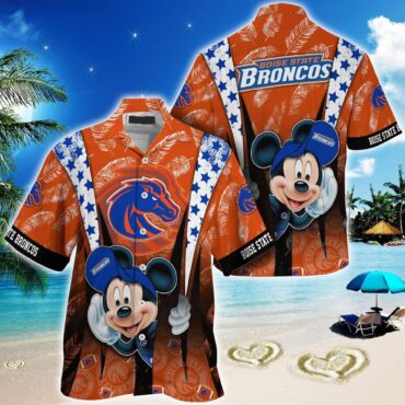 Boise State Broncos Mickey Mouse Orange Trendy Hawaiian Shirt Aloha Shirt