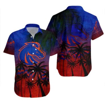 Boise State Broncos Orange Blue Coconut Tree Grunge Trendy Hawaiian Shirt Aloha Shirt