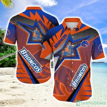 Boise State Broncos Star Pattern Orange Blue Trendy Hawaiian Shirt Aloha Shirt