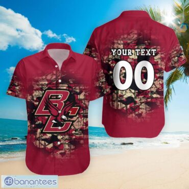 Boston College Eagles Custom Text Number Camouflage Vintage Hawaiian Shirt