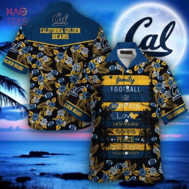 California Golden Bears Coconut Tree Blue Trendy Hawaiian Shirt V2