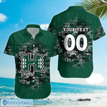 Hawaii Rainbow Warriors Custom Text Number Camouflage Hawaiian Shirt