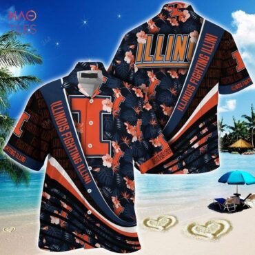 Illinois Fighting Illini Blue Black Hawaiian Shirt