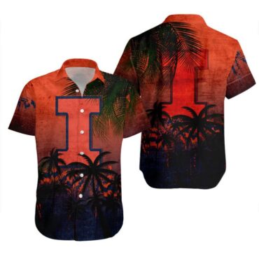 Illinois Fighting Illini Coconut Tree Trendy Hawaiian Shirt