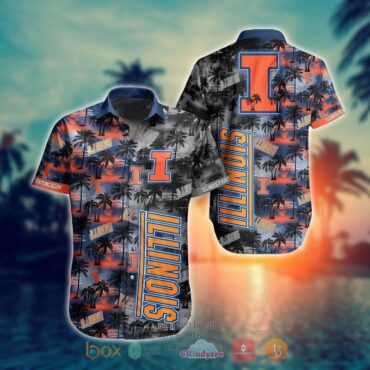 Illinois Fighting Illini Coconut Trees Hawaiian Shirt