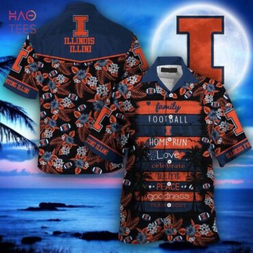 Illinois Fighting Illini Orange Black Hawaiian Shirt