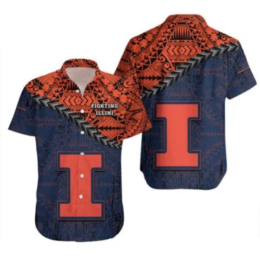 Illinois Fighting Illini Orange Blue Trendy Hawaiian Shirt