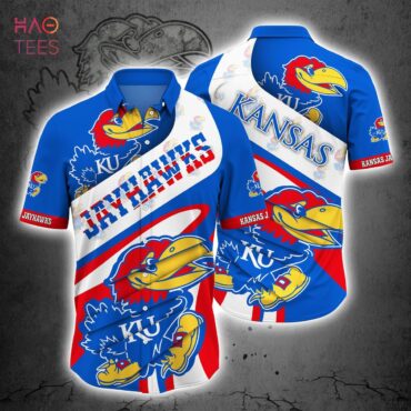 Kansas Jayhawks Blue White Hawaiian Shirt