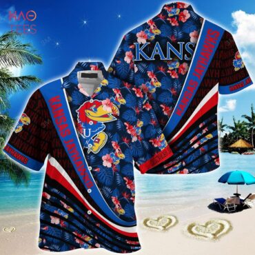 Kansas Jayhawks Flowers Blue Hawaiian Shirt