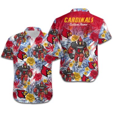 Louisville Cardinals Custom Name Mascot Hawaiian Shirt