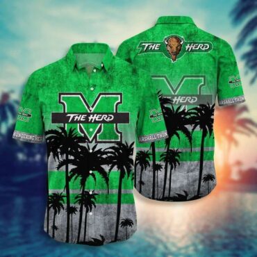 Marshall Thundering Herd Tropical Coconut Tree Hawaiian Shirt
