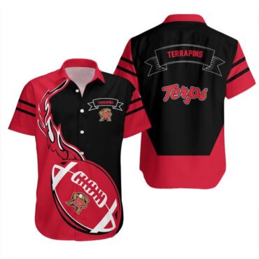 Maryland Terrapins Red Ball Black Trendy Hawaiian Shirt Aloha Shirt