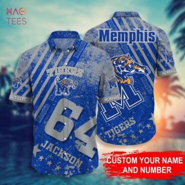 Memphis Tigers Custom Name Blue Gray Hawaiian Shirt