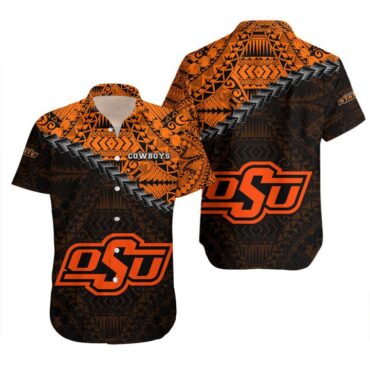 Oklahoma State Cowboys Orange Black Trendy Hawaiian Shirt V2 Aloha Shirt