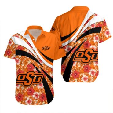 Oklahoma State Cowboys Orange Flowers Trendy Hawaiian Shirt