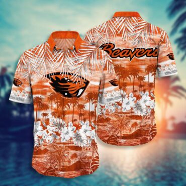 Oregon State Beavers Botton Down Hawaiian Shirt