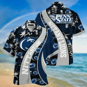 Penn State Nittany Lions Blue Grey Hawaiian Shirt V3 Aloha Shirt