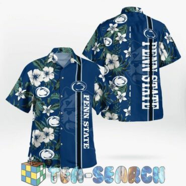 Penn State Nittany Lions White Flowers Blue New Design Hawaiian Shirt