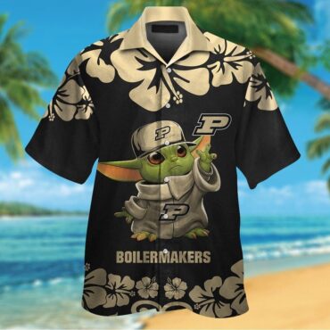 Purdue Boilermakers Baby Yoda Gold Black Hawaiian Shirt