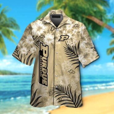Purdue Boilermakers Gold Tropical Flowers Hawaiian Shirt