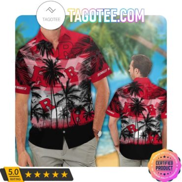 Rutgers Scarlet Knights Coconut Tree Aloha Hawaiian Shirt