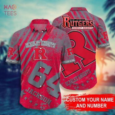 Rutgers Scarlet Knights Custom Name Number Hawaiian Shirt
