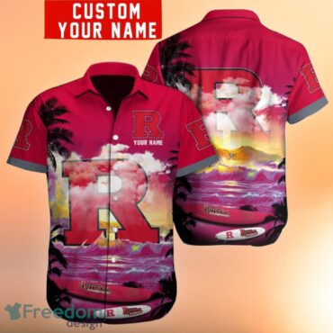 Rutgers Scarlet Knights Custom Name Sunset Hawaiian Shirt