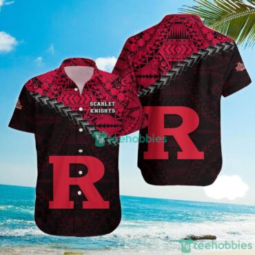 Rutgers Scarlet Knights Grunge Polynesian Tattoo Hawaiian Shirt