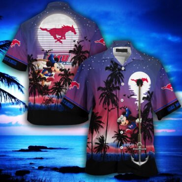 SMU Mustangs Moon And Stars Night Hawaiian Shirt