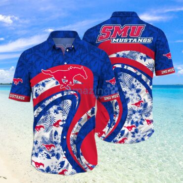SMU Mustangs Tropical Flower Trendy Hawaiian Shirt Aloha Shirt
