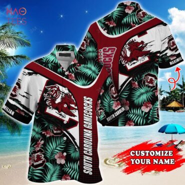 South Carolina Gamecocks Custom Name Green Hawaiian Shirt