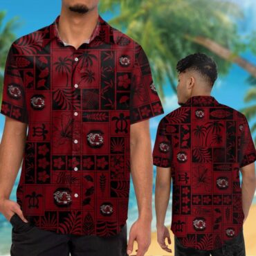 South Carolina Gamecocks Garnet Black Trendy Hawaiian Shirt V2 Aloha Shirt