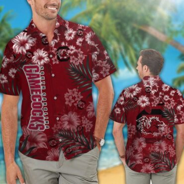 South Carolina Gamecocks Garnet Flowers Trendy Hawaiian Shirt Aloha Shirt