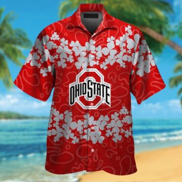 Ohio State Buckeyes Short Sleeve Button Up Tropical Hawaiian Shirt Ver011