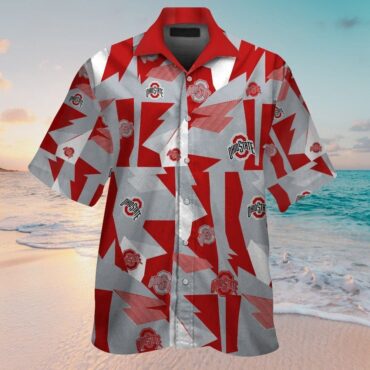Ohio State Buckeyes Short Sleeve Button Up Tropical Hawaiian Shirt Ver012