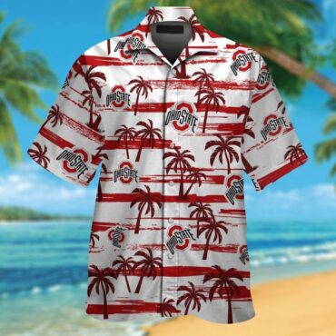 Ohio State Buckeyes Short Sleeve Button Up Tropical Hawaiian Shirt Ver017